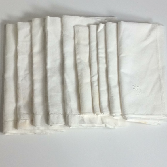 Ten White Linen Napkins - Picture 2 of 8